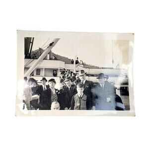 Vtg Family on Boat Trip Original Monochrome Photography Found Snapshot 1940s